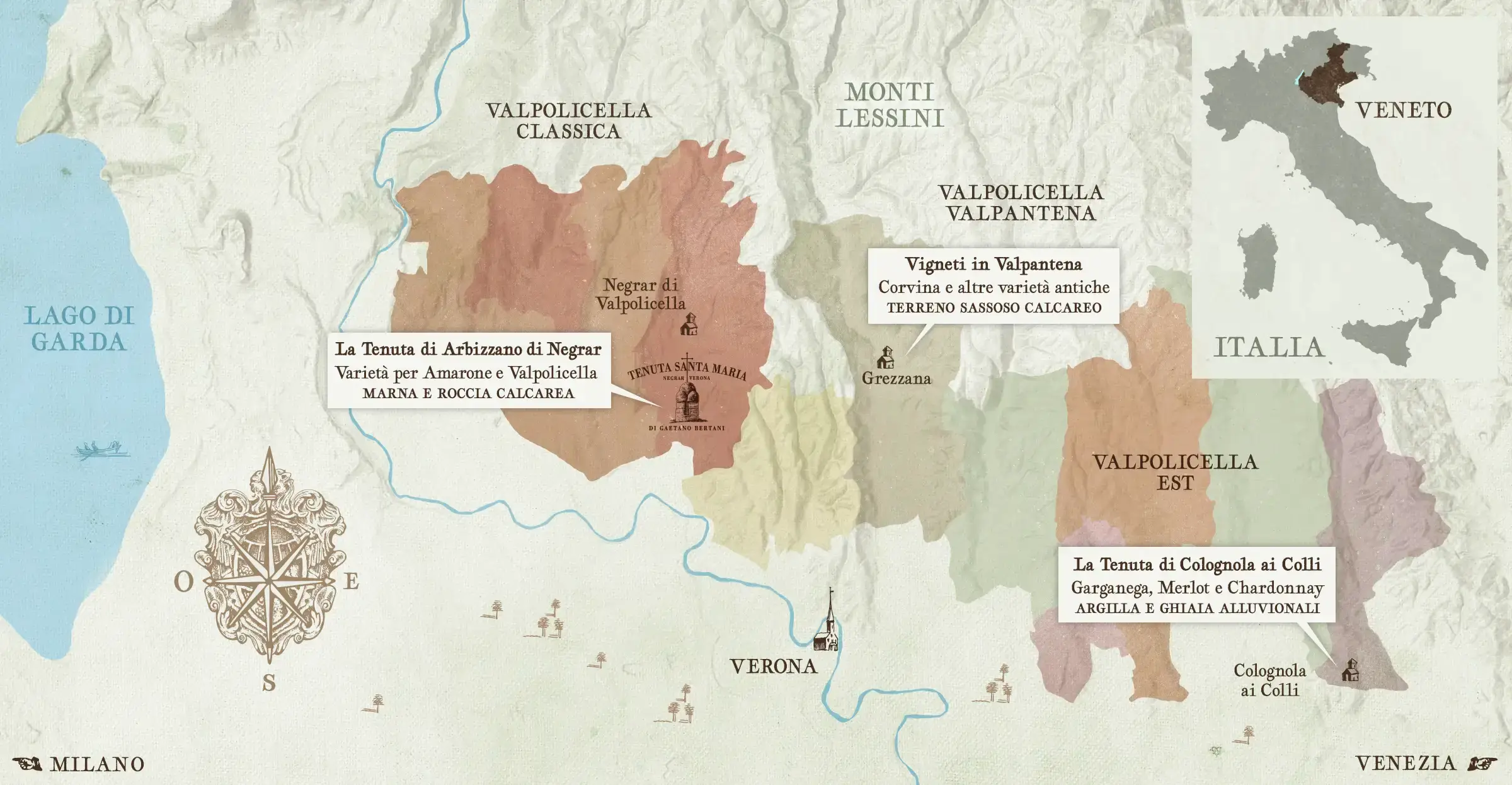 Le Proprietà Le tre zone della Valpolicella